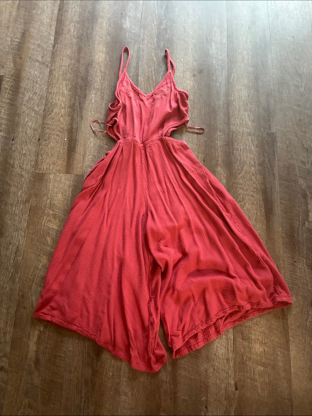 Roxy Red Cutout Wide-Leg Romper